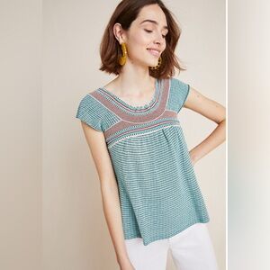 Anthropologie Ambracia Sweater Tee Hawaiian Blue Size Small